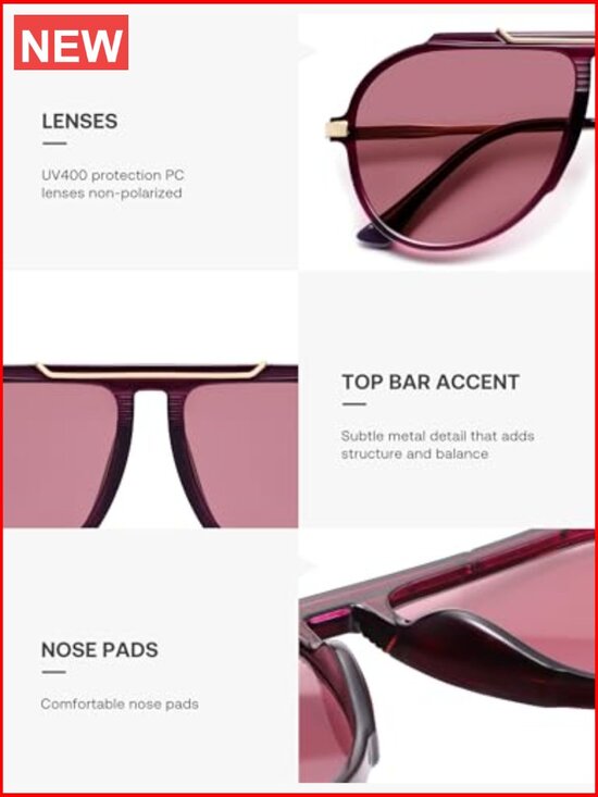 Retro Oversized 70s 90s Aviator Sunglasses Trendy Vintage Square UV400 main image 7
